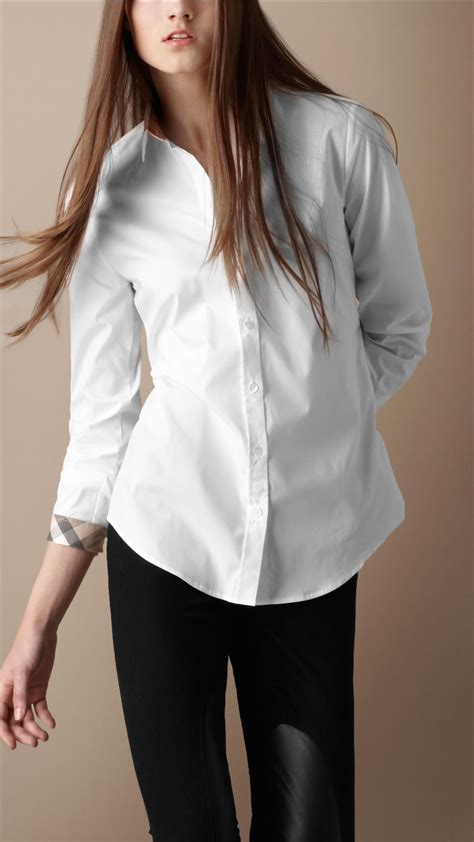 burberry striped cuff stretch cotton shirt|Designer Shirts for Women .